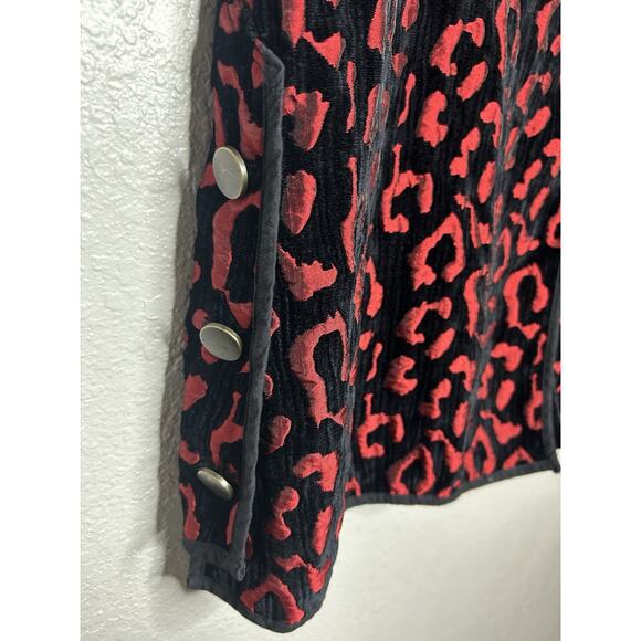 John Mark Reversible Black Red Animal Print Vest Buttons Size XL - Picture 6 of 11